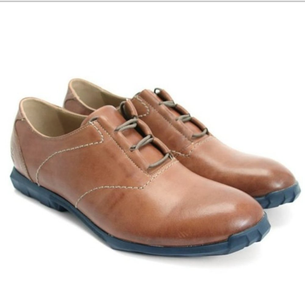 John Fluevog Mens tan Brown leather Future Tipton Laced Oxfords size 11